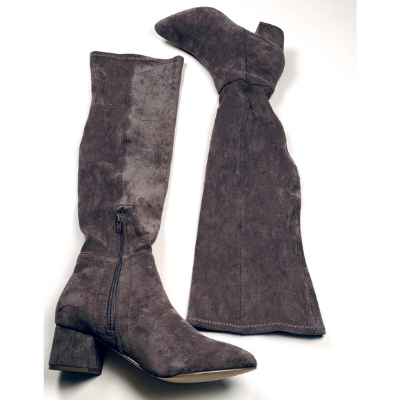 Chase + Chloe Wynter Gray Suede Over the Knee‎ Chunky Heel Boot Sz 9 - Picture 1 of 4